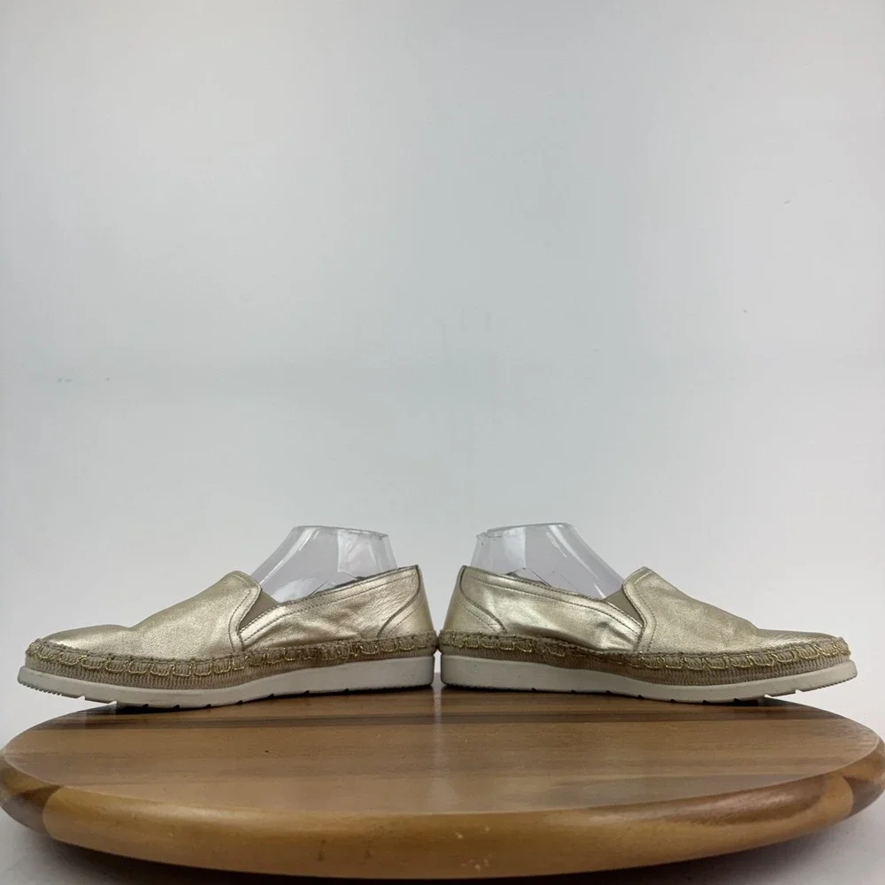 Womens Mephisto Valina Gold Leather‎ Espadrille Slip On Sneakers Size 10 M GUC